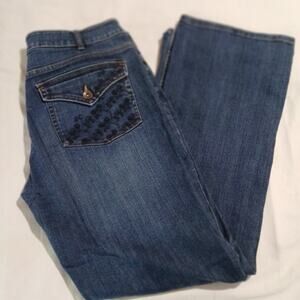 VTG Canyon River Blues women's 16 dark-wash boot-cut embellished rear pockets